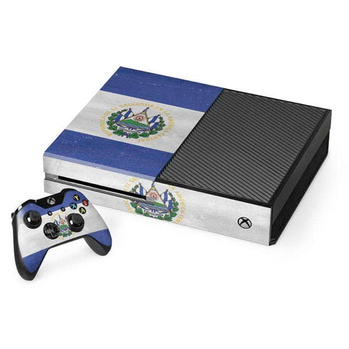 El Salvador Flag Distressed Xbox One Console and Controller Bundle Skin